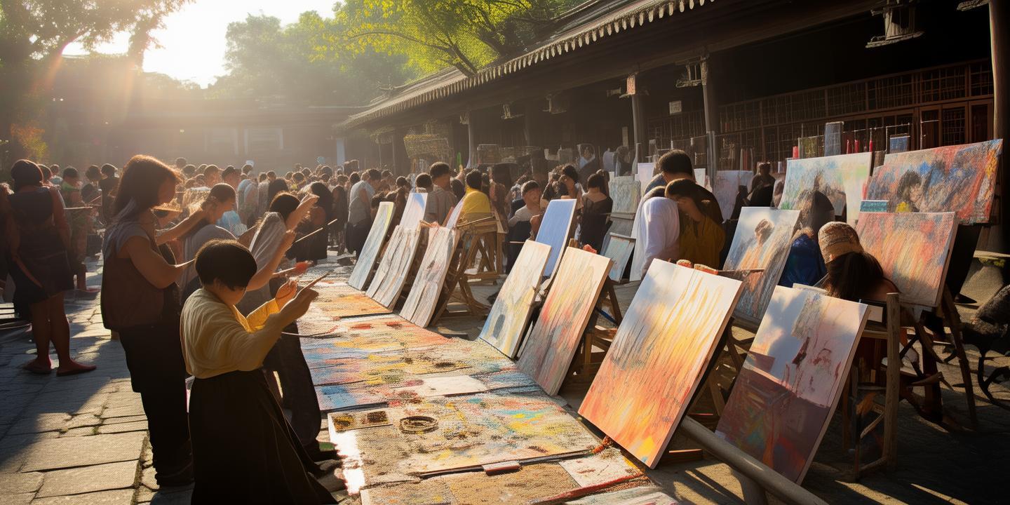 禅城岭南天地绽放文艺复兴之光:露天画展见证青年艺术家即兴创作风采